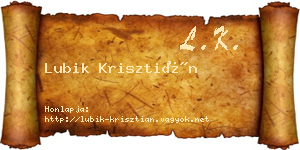 Lubik Krisztián névjegykártya